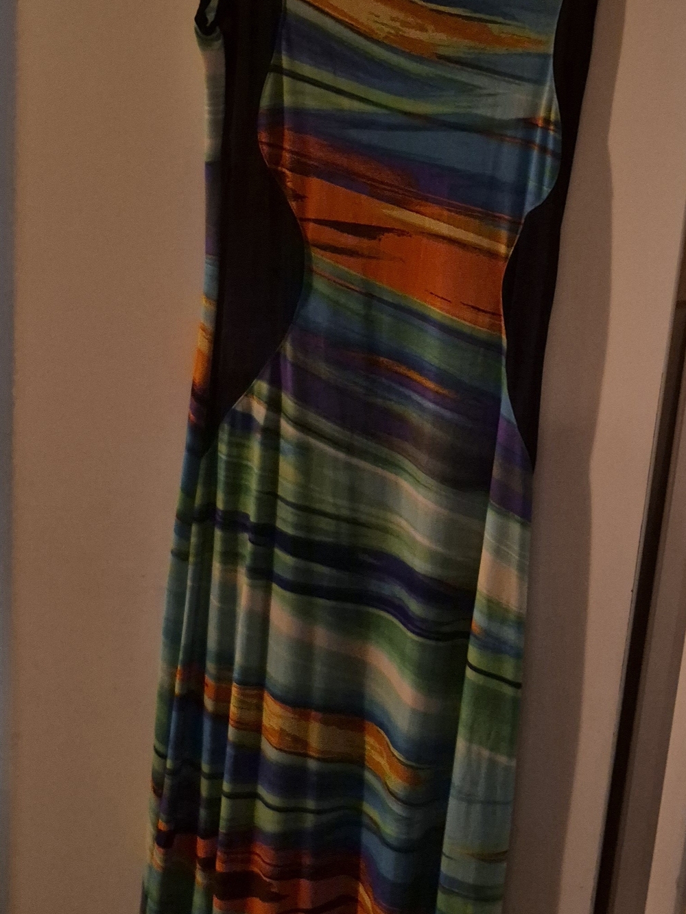 Multicolor Striped Maxi Dress - Black Paneling